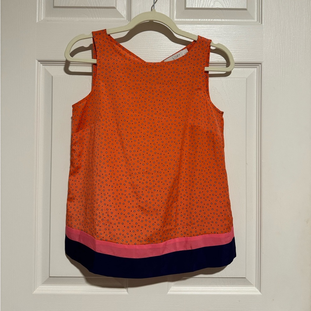 Loft Orange and Navy Tank Top